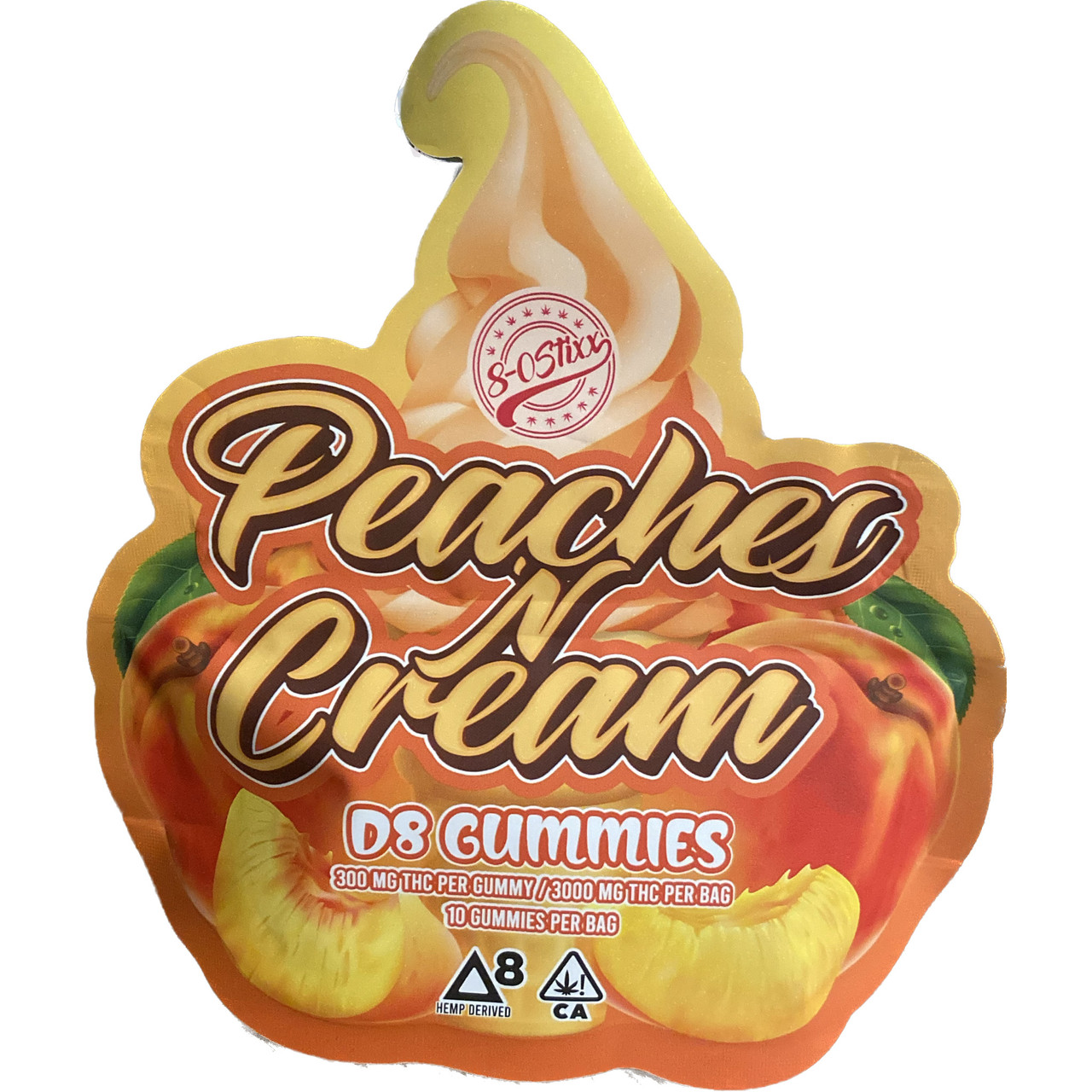 8-0 Stixx Delta 8 THC Peach N Cream Gummies - Calm Leaf