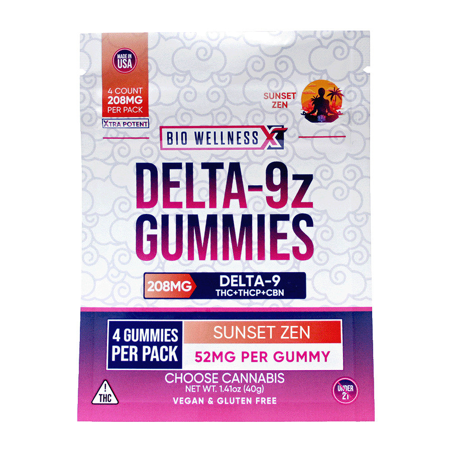 BioWellnessX Delta-9z THC + THCP + CBN Sunset Zen Gummies - Calm Leaf