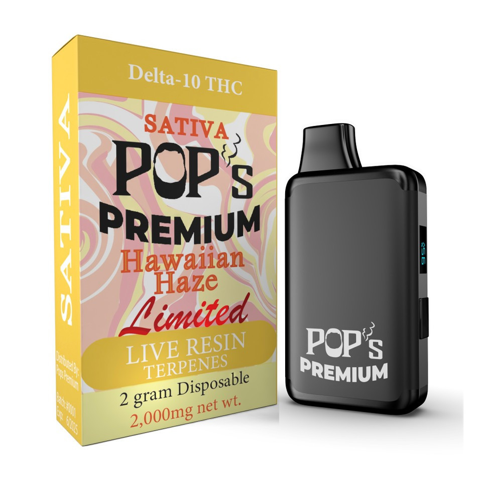 Pops Premium Delta 10 THC Live Resin 2G Disposable Vape Pen - Calm Leaf