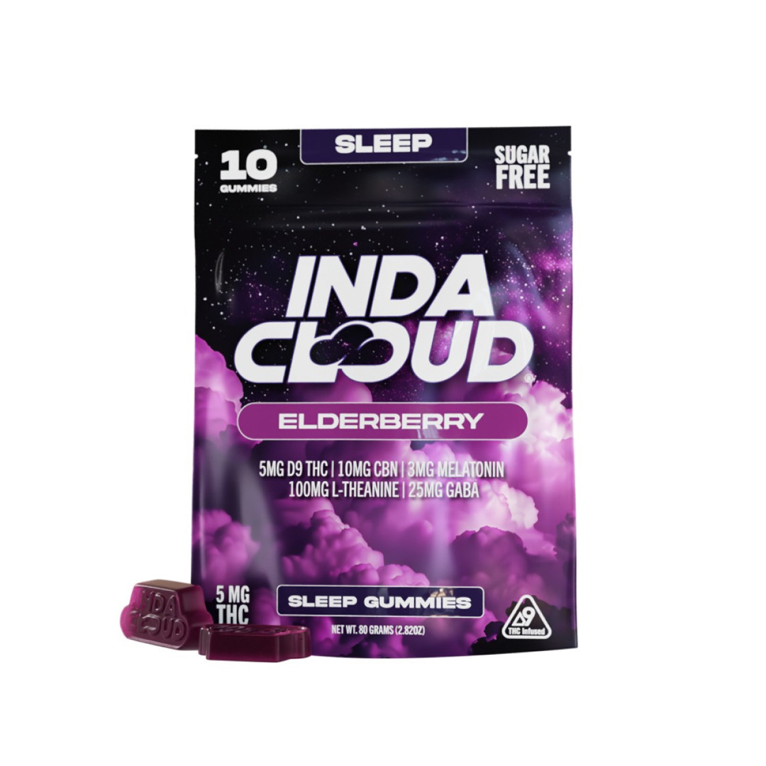 IndaCloud Bliss D9 THC + CBN + Melatonin Sugar-Free Sleep Gummies - Calm  Leaf