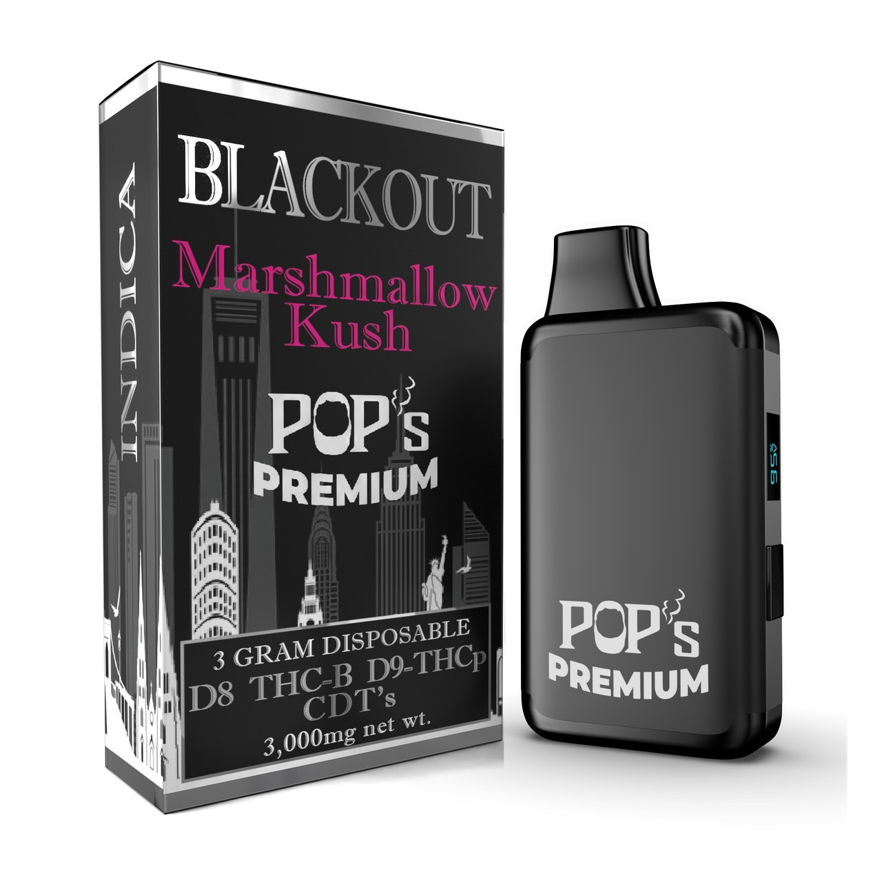 Pops Premium Blackout Series 3G Disposable Vape Pen - Calm Leaf