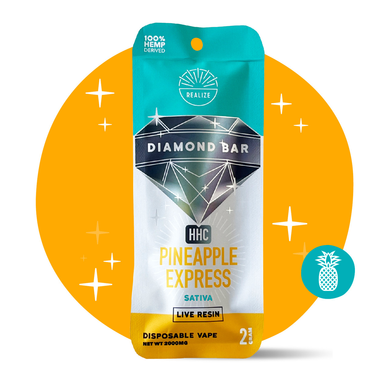 Realize HHC Diamond Disposable Live Resin Vape Bar The Calm Leaf