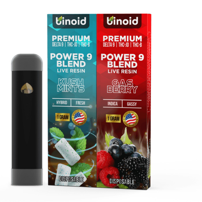 Binoid Power 9 Live Resin Blend 2 Pack Combo Disposable Vape Pens The Calm Leaf