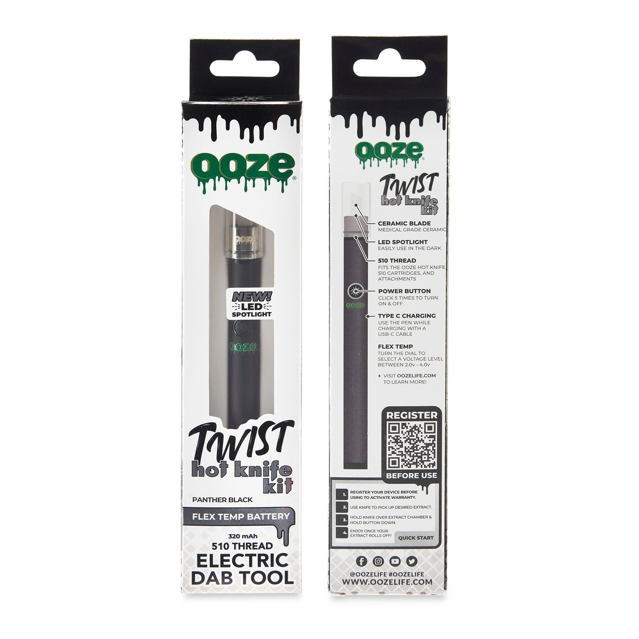 Ooze Dab Pen Twist Hot Knife Tool with LED Spotlight The Calm Leaf