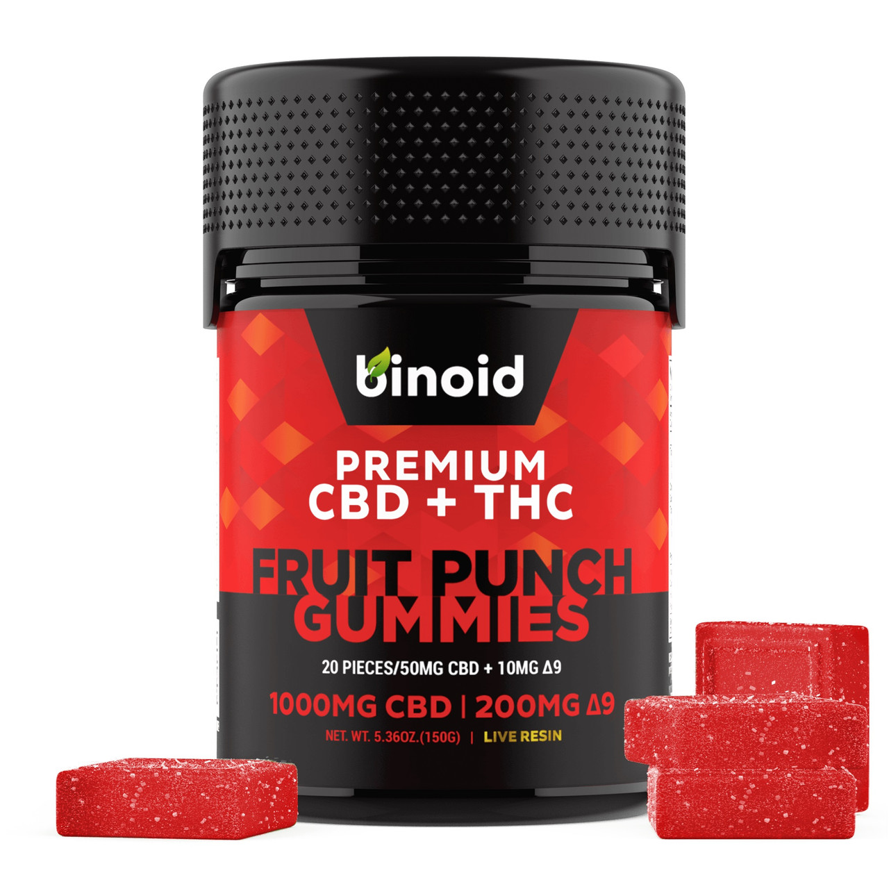 Binoid Delta 9 THC + CBD Live Resin Gummies - Calm Leaf
