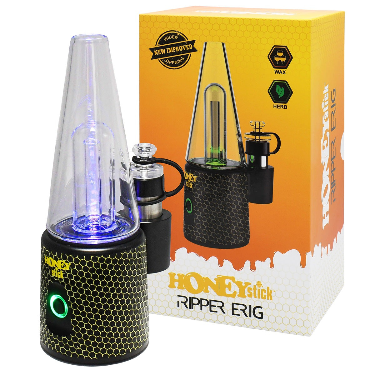 HoneyStick Ripper E Rig for Dabs and Herbs - Calm Leaf
