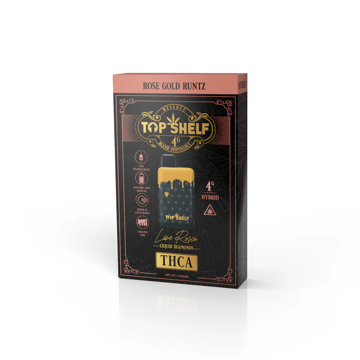 Top Shelf Hemp THCA Live Rosin Liquid Diamonds Blend 4G Disposable Vape Pen 