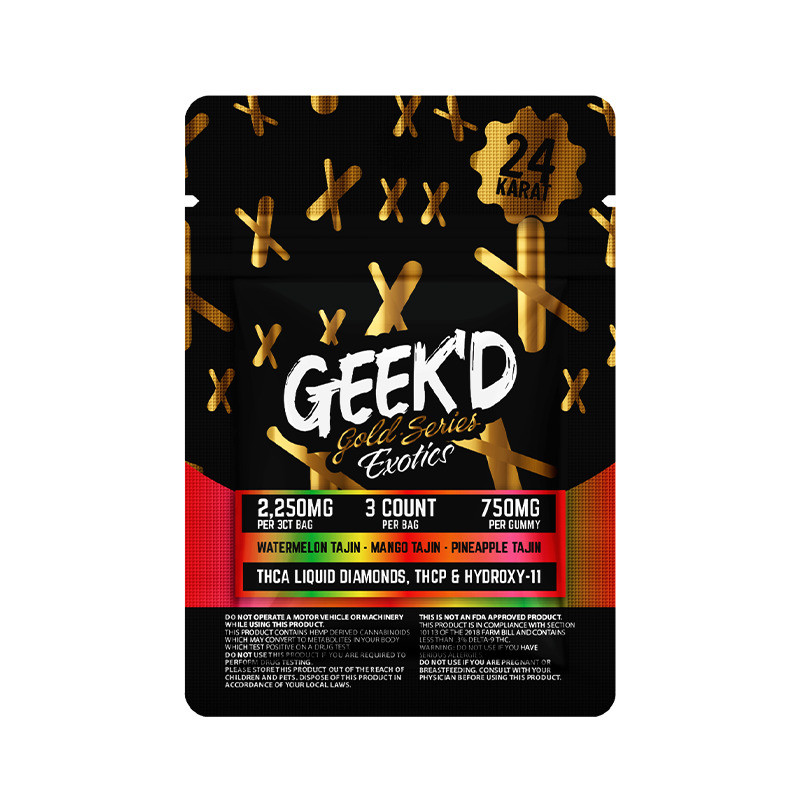 Geek'd Gold Series Exotics Blend 3CT Tajin Gummies (40 Pack) - Calm Leaf