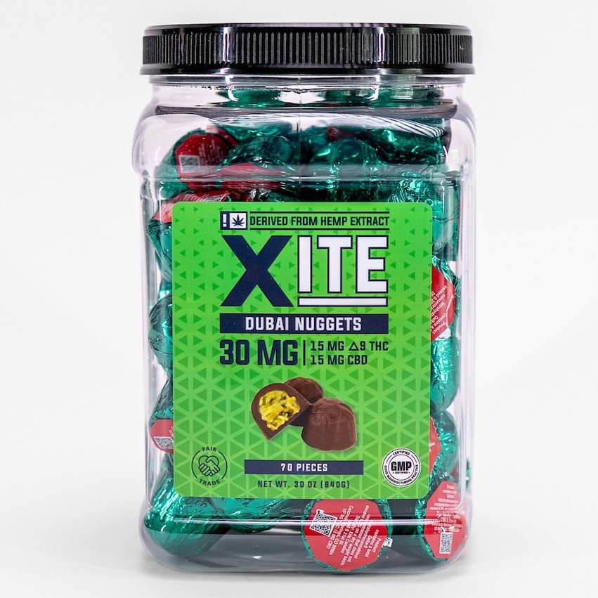 Xite Delta 9 THC + CBD Dubai Chocolate Nuggets - Calm Leaf