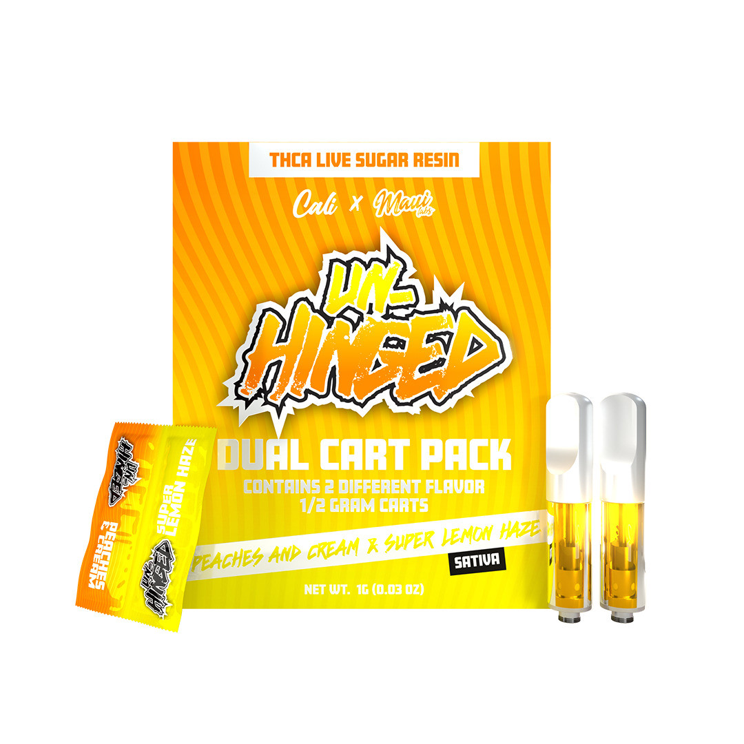 Cali x Maui Labs Unhinged THCA Live Sugar Resin .5G Dual Vape Cartridge -  Calm Leaf