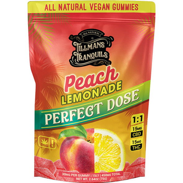 Tillmans Tranquils CBD + D9 THC 1:1 Lemonade Perfect Dose Gummies - Peach Lemonade Front