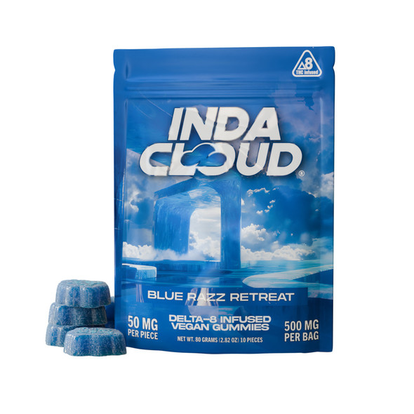 IndaCloud Delta 8 THC Vegan Gummies - Blue Razz Retreat IndaCloud Delta 8 THC Vegan Gummies - Blue Razz Retreat