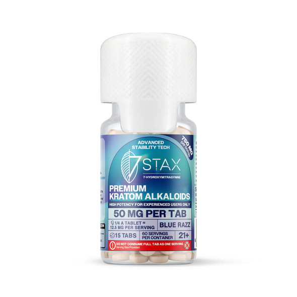 7Stax Premium Kratom Alkaloid 7-Hydroxymitragynine 50mg Tablets - Blue Razz