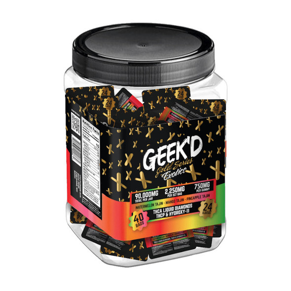 Geek'd Gold Series Exotics Blend 3CT Tajin Gummies - 40 Pack Tub