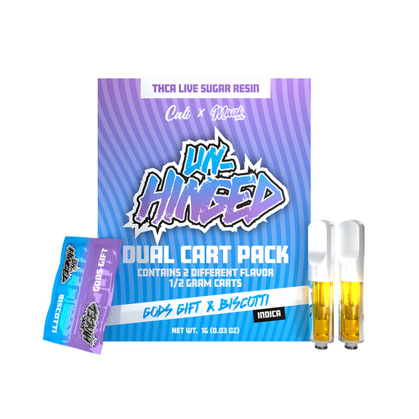 Cali x Maui Labs Unhinged THCA Live Sugar Resin .5G Dual Vape Cartridge - Gods Gift + Biscotti