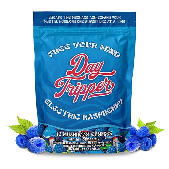 Day Tripper Magical Blend Mushroom Gummies - Electric Raspberry Front Day Tripper Magical Blend Mushroom Gummies - Electric Raspberry Front