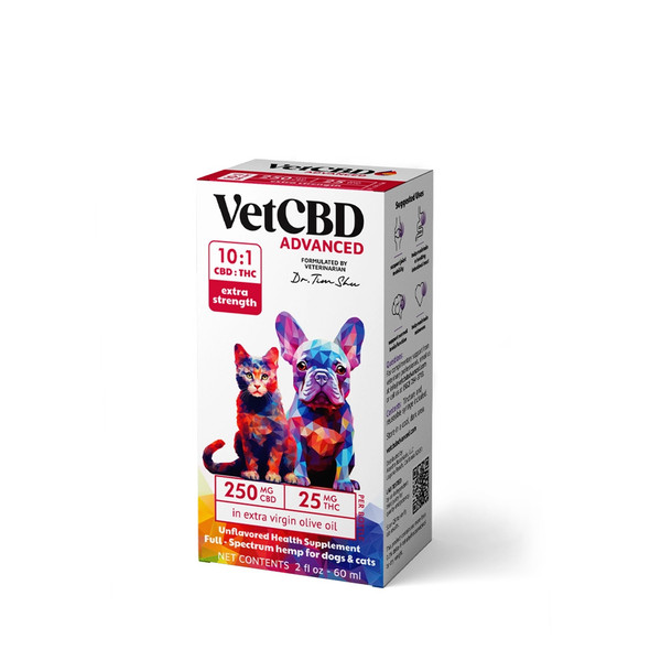 VetCBD Advanced 10:1 CBD + THC Dog & Cat Extra Strength Tincture - 250mg