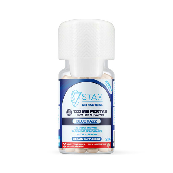 7Stax Nano Tech Mitragynine Boosted Alkaloid 120mg Kratom Tablets - Blue Razz