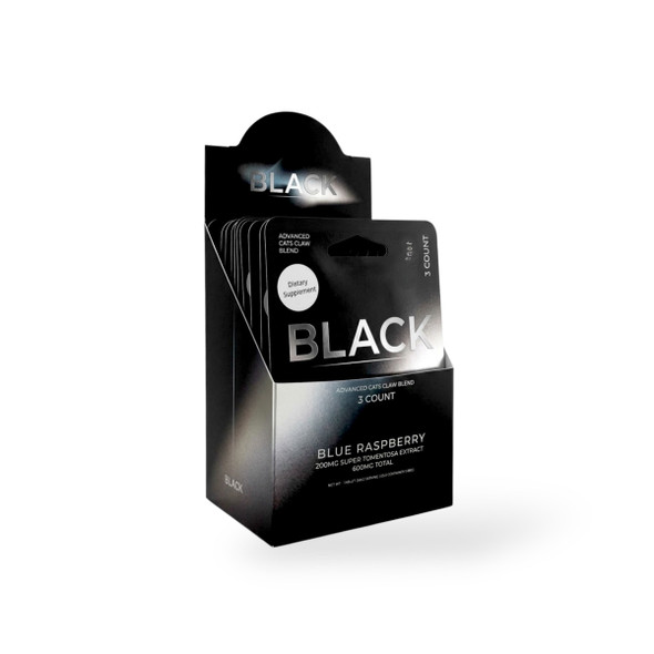 Black Advanced Cats Claw Blend Tablets - Blue Raspberry Display