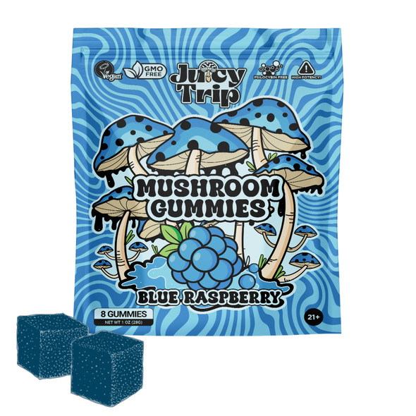 Juicy Trip Nootropic Blend Mushroom Gummies - Blue Raspberry Front