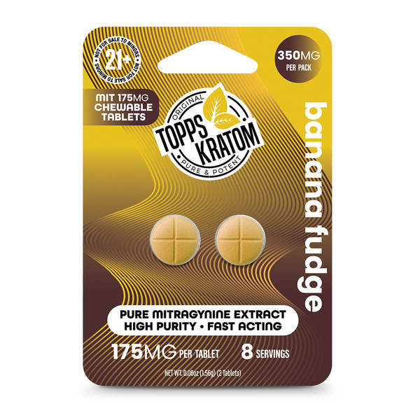 Topps Kratom MIT-175 Mitragynine 2 Pack Tablets - Banana Fudge