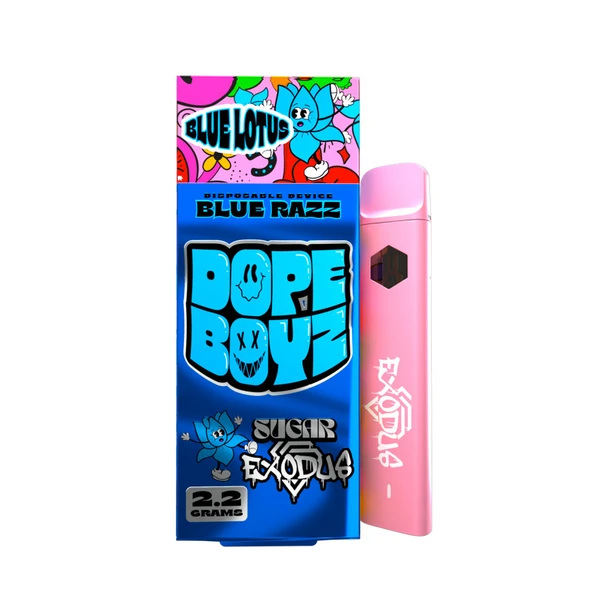 blue slush vape Exodus x Sugar Dope Boyz Lotus Disposable Pen Nicotine Level:0mg Freebase Exodus x Sugar Dope