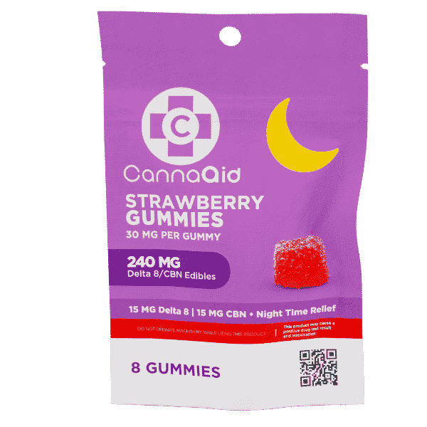 CannaAid Delta 8 THC + CBN Night Time Relief Gummies - Calm Leaf