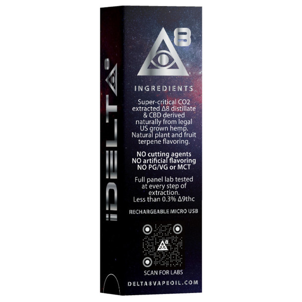 iDELTA8 Silver Delta 8 THC + CBD Disposable Vape Pen - Back