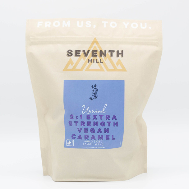 Seventh Hill Organic Delta 9 THC + CBD 2:1 Extra Strength Vegan Caramels - Unwind