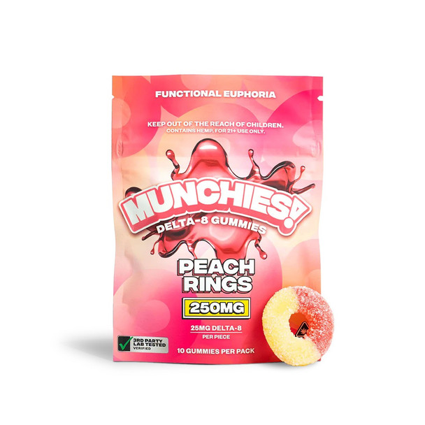Delta Munchies Delta 8 THC Gummy Peach Rings - Front