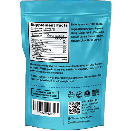 Tillmans Tranquils Organic Delta 9 THC Vegan Gummies - Calm Leaf
