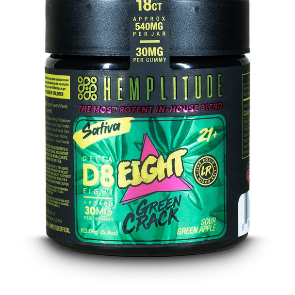 Hemplitude Delta 8 THC Gummy Jar - Green Crack