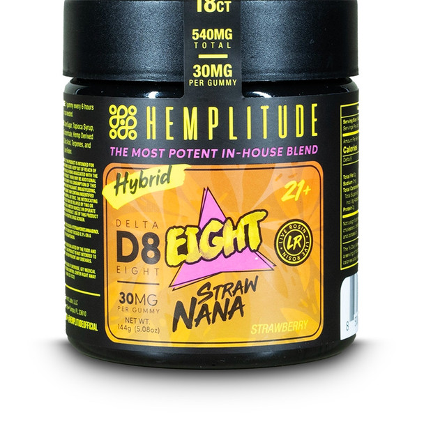 Hemplitude Delta 8 THC Gummy Jar - Strawnana