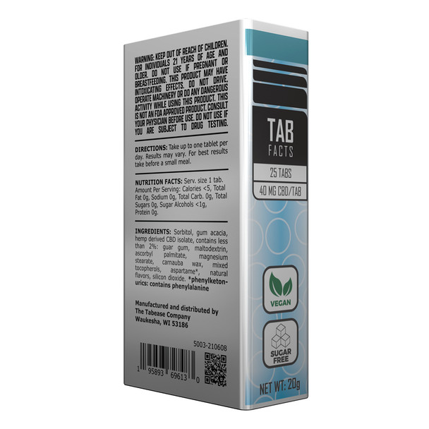 TabEASE Hemp CBD Isolate Mints - Back