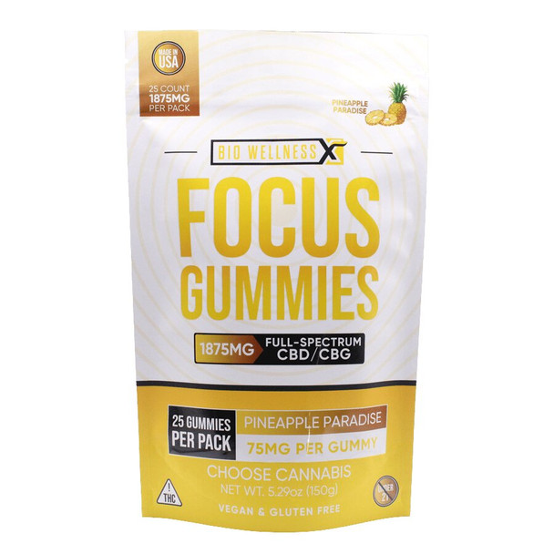 BioWellnessX Focus CBG + CBD Gummies - Pineapple