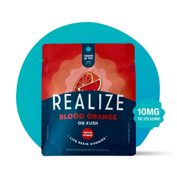 Realize Live Resin Delta 9 THC 10 Count Gummies - Blood Orange / OG Kush Realize Live Resin Delta 9 THC 10 Count Gummies - Blood Orange / OG Kush