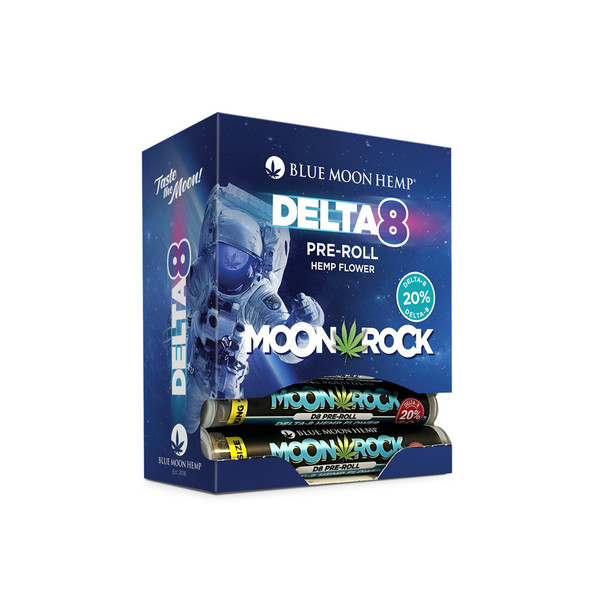 Blue Moon Hemp Delta 8 THC Moon Rocks Pre-Rolls with Kief - Bubba Kush Box