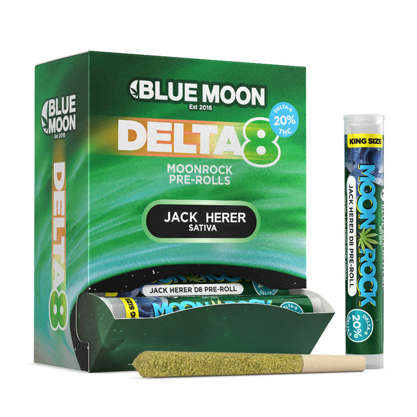 Blue Moon Hemp Delta 8 THC Moon Rocks Pre-Rolls with Kief - Jack Herer Box