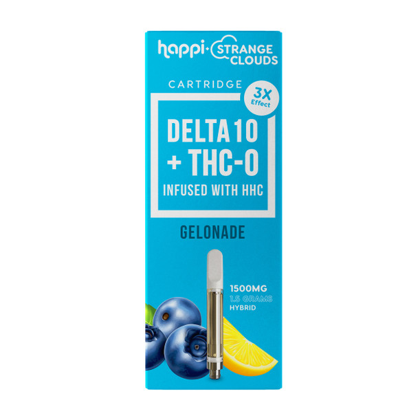 Happi + Strange Clouds Delta 10 + THC-O + HHC Vape Cartridge - Gelonade (Hybrid)