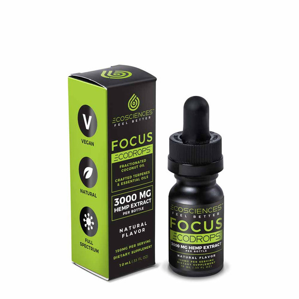 Eco Sciences EcoDrops Full Spectrum Hemp CBD Focus Tincture - 10ml