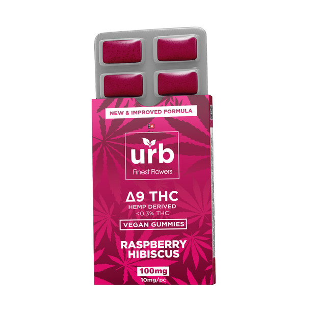 Urb Delta 9 THC Blister Pack Vegan Gummies - Raspberry Hibiscus