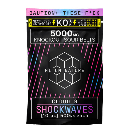 Hi On Nature D8 + HHC + THC-P + CB+ Shockwaves Knockout Sour Belts