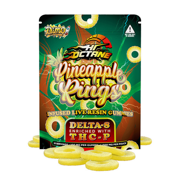 Dimo Hemp Hi Octane Delta 8 THC + THC- P Live Resin Gummy Rings - Pineapple