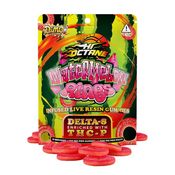 Dimo Hemp Hi Octane Delta 8 THC + THC- P Live Resin Gummy Rings - Watermelon