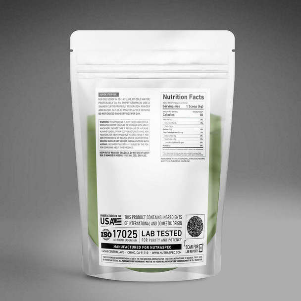 Krabot NutraSpec Green Malay Sour Gummy Flavored Kratom Powder - Back