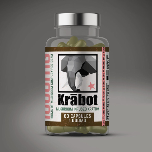 Krabot Green Maeng Da Kratom Mushroom Complex Capsules - Font