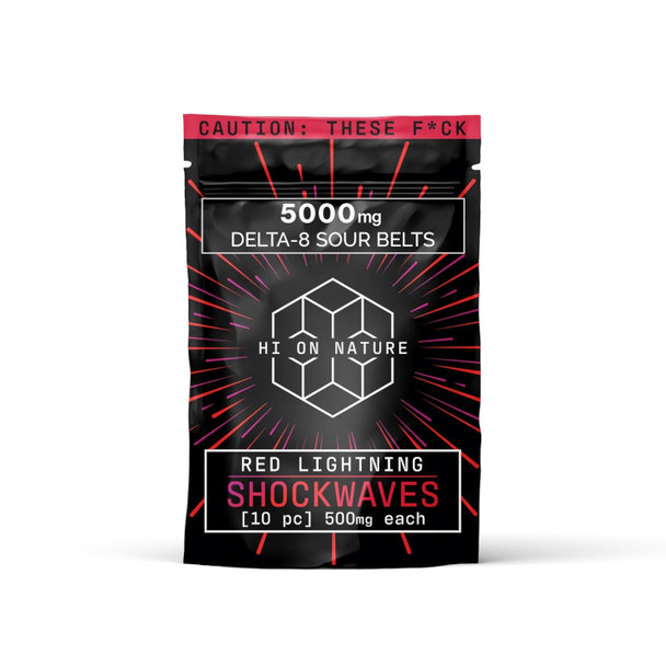 Hi On Nature Delta 8 THC Shockwaves Sour Belts - Red Lightning