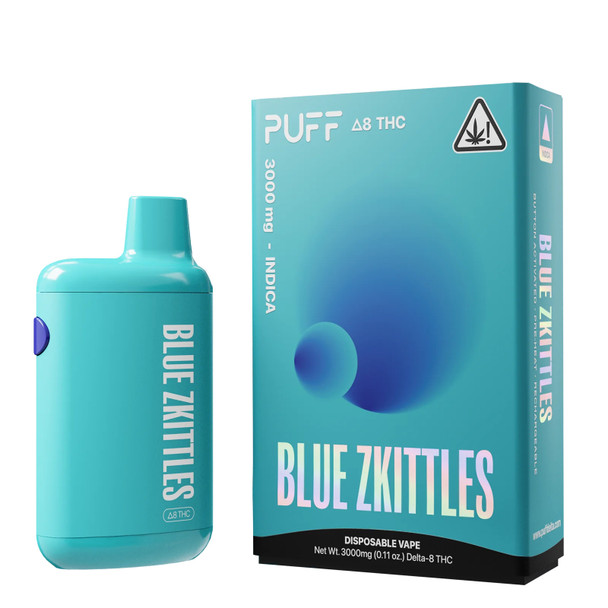 PUFF Delta 8 THC 3 Gram Disposable Vape Pen - Blue Zkittles