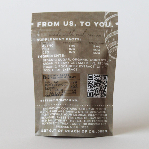 Seventh Hill Delta 9 THC + CBD 3:1:1 Root Beer Float Gummies - Back