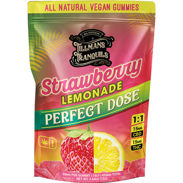 Tillmans Tranquils CBD + D9 THC 1:1 Lemonade Perfect Dose Gummies - Strawberry Lemonade Front